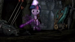 Size: 3840x2160 | Tagged: safe, artist:derpyhooves216, twilight sparkle, 3d, crossover, dungeon, skyrim, solo, source filmmaker, the elder scrolls