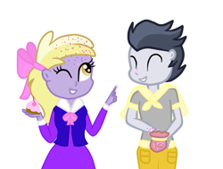 Size: 780x590 | Tagged: safe, artist:purpleloverpony, dinky hooves, rumble, equestria girls, cake, equestria girls-ified, food, male, rumbledink, shipping, sprinkles, straight