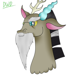 Size: 1600x1600 | Tagged: safe, artist:dragonwhodraws, discord, beard, facial hair, older, solo