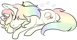 Size: 3000x1600 | Tagged: safe, artist:php29, derpibooru exclusive, oc, oc only, oc:confetti cake, pony, unicorn, rainbow, simple background, sleeping, solo, transparent background, zzz