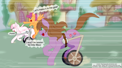 Size: 1880x1052 | Tagged: safe, artist:boastudio, artist:jemvi, derpibooru exclusive, scootaloo, oc, oc:gracey, oc:snowshine, pony, adopted offspring, comic, disabled, handicapped, paraplegic mare, parent:adagio dazzle, racing, wheelchair