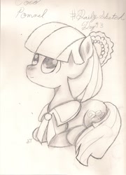 Size: 1659x2303 | Tagged: safe, artist:silversthreads, coco pommel, daily sketch, female, filly, monochrome, solo, traditional art