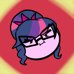 Size: 1000x1000 | Tagged: safe, artist:umbraamethyst, sci-twi, twilight sparkle, equestria girls, :i, alternate hairstyle, female, game grumps, glasses, icon, solo