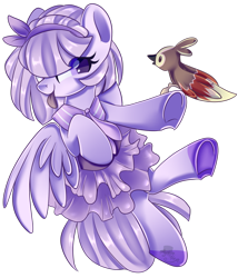 Size: 1024x1194 | Tagged: safe, artist:nuryndork, oc, oc only, oc:windyana, bird, pony, clothes, dress, solo