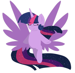 Size: 2500x2450 | Tagged: safe, artist:ashleigharts, twilight sparkle, twilight sparkle (alicorn), alicorn, pony, eyes closed, missing cutie mark, simple background, solo, spread wings, starry mane, transparent background