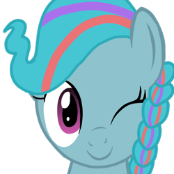 Size: 1000x1000 | Tagged: safe, artist:toyminator900, oc, oc only, oc:gadget apparatus, pegasus, pony, braid, bust, looking at you, one eye closed, portrait, simple background, smiling, solo, transparent background, wink