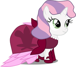 Size: 9291x8092 | Tagged: safe, artist:atomicmillennial, part of a series, part of a set, sweetie belle, pony, inspiration manifestation, absurd resolution, alternate hairstyle, alternate universe, clothes, dress, her inspiration manifests, simple background, solo, transparent background, vector