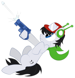 Size: 2160x2248 | Tagged: safe, artist:o-fluttershy-o, pony, robot, cave story, gun, ponified, quote (cave story), simple background, transparent background, weapon