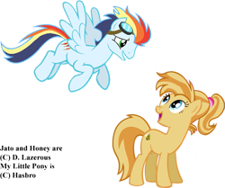 Size: 541x452 | Tagged: safe, artist:dlazerous, edit, oc, oc only, oc:honey, oc:jato, pony, offspring, parent:braeburn, parent:pinkie pie, parent:rainbow dash, parent:soarin', parents:braepie, parents:soarindash, rainbow hair, simple background, transparent background, vector, vector edit