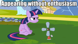 Size: 960x540 | Tagged: safe, edit, edited screencap, screencap, twilight sparkle, unicorn twilight, pony, unicorn, hurricane fluttershy, anemometer, female, grumpy, grumpy twilight, image macro, mare, meme, sitting, solo