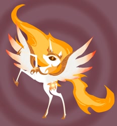Size: 718x774 | Tagged: safe, artist:backstabbing scumbags, edit, daybreaker, alicorn, pony, a royal problem, lineless, mane of fire, rearing, solo, spread wings, storybook, vector, vector edit, wings