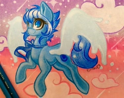 Size: 3698x2942 | Tagged: safe, artist:emberslament, pegasus, pony, flying, lapis lazuli (steven universe), ponified, prismacolors, steven universe, traditional art