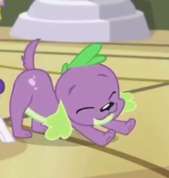 Size: 312x329 | Tagged: safe, screencap, spike, spike the regular dog, dog, dance magic, equestria girls, spoiler:eqg specials, cropped, cute, eyes closed, paws, puppy, solo, spikabetes, stretching