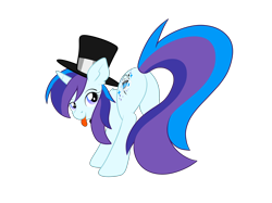 Size: 2732x2048 | Tagged: safe, artist:prismaticstars, oc, oc only, oc:cardstar clef, pony, unicorn, female, hat, high res, mare, plot, simple background, solo, tongue out, top hat, transparent background, vector