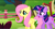 Size: 1360x730 | Tagged: safe, derpibooru import, screencap, fluttershy, twilight sparkle, unicorn twilight, pegasus, pony, unicorn, stare master, animation error, duo, fluttershy's cottage, lidded eyes, open mouth