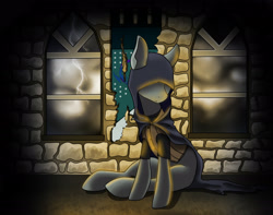 Size: 3000x2360 | Tagged: safe, artist:asklevee, earth pony, pony, great hall, male, solo, stallion, stormy night