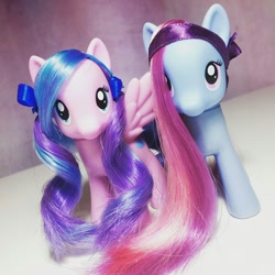 Size: 1080x1080 | Tagged: safe, artist:latte.dreams, star swirl, bow, brushable, female, flitterheart, flitterswirl, irl, lesbian, mare, photo, shipping, toy