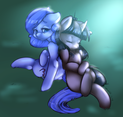 Size: 920x874 | Tagged: safe, artist:larkdraws, oc, oc only, earth pony, pony, unicorn, crossed legs, curved horn, female, insomnia, mare, sitting, sleeping