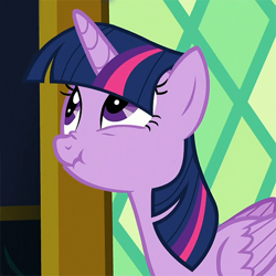 Size: 450x450 | Tagged: safe, screencap, twilight sparkle, twilight sparkle (alicorn), alicorn, pony, the one where pinkie pie knows, nose wrinkle, scrunchy face, solo