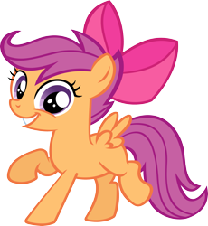 Size: 3035x3305 | Tagged: safe, artist:ironm17, scootaloo, somepony to watch over me, apple bloom's bow, bow, dancing, hair bow, looking at you, simple background, smiling, solo, transparent background, vector