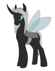 Size: 538x693 | Tagged: safe, artist:zalvar, oc, oc only, oc:queen tenebris, changeling, changeling queen, changeling oc, changeling queen oc, female, queen, simple background, solo, transparent background, white changeling