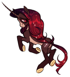 Size: 1821x2015 | Tagged: safe, artist:kapusha-blr, oc, oc only, pony, unicorn, curved horn, sad, solo, sparkles