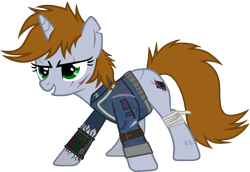 Size: 6634x4551 | Tagged: safe, artist:aborrozakale, oc, oc only, oc:littlepip, pony, unicorn, fallout equestria, absurd resolution, bandage, fallout, female, mare, scar, simple background, solo, transparent background, vault suit, vector