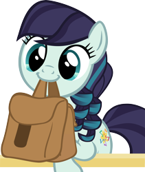 Size: 3490x4139 | Tagged: safe, artist:ironm17, coloratura, pony, to saddlebags and back again, absurd resolution, bag, mouth hold, rara, saddle bag, simple background, smiling, solo, transparent background, vector