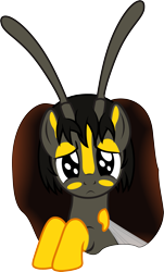Size: 1851x3059 | Tagged: safe, artist:badumsquish, derpibooru exclusive, oc, oc only, oc:dominiyka, original species, pony, female, hole, looking at you, ponified, sad, simple background, solo, transparent background, wasp, wasp pony