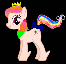 Size: 1001x970 | Tagged: safe, artist:perfectzandersanchez, original species, pony creator, crown, donut steel, jewelry, looking at you, rainbow tail, regalia, solo, stylistic suck