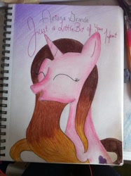 Size: 1024x1371 | Tagged: safe, artist:mahoganymlp, pony, unicorn, ariana grande, ponified, solo, traditional art