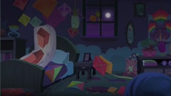 Size: 1920x1080 | Tagged: safe, edit, edited screencap, screencap, body pillow, hat, hourglass, kite, no pony, starlight's room, teddy bear, that pony sure does love kites, wizard hat, youtube link