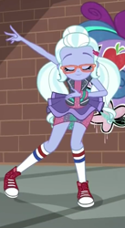 Size: 464x848 | Tagged: safe, screencap, sugarcoat, dance magic, equestria girls, spoiler:eqg specials, clothes, converse, cropped, eyes closed, female, glasses, shoes, skirt, smiling, sneakers, socks, solo