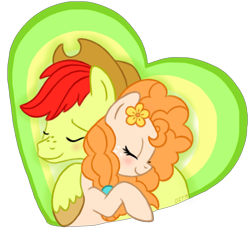 Size: 1050x1010 | Tagged: safe, artist:donkeyinthemiddle, bright mac, pear butter, pony, the perfect pear, applejack's parents, brightbutter, female, male, shipping, straight