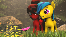 Size: 1920x1080 | Tagged: safe, artist:firesparky, oc, oc only, oc:devil, oc:doudou, pegasus, pony, 3d, female, male, mare, oc x oc, shipping, source filmmaker, stallion, straight