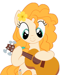 Size: 7555x8997 | Tagged: safe, artist:paganmuffin, pear butter, earth pony, pony, the perfect pear, absurd resolution, acoustic guitar, cute, female, guitar, mare, pearabetes, simple background, solo, transparent background, vector