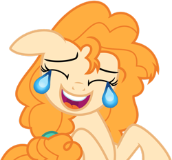 Size: 1103x1024 | Tagged: safe, artist:cloudyskie, edit, pear butter, pony, the perfect pear, emoji, meme, simple background, solo, transparent background, 😂