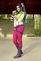 Size: 2200x3300 | Tagged: safe, artist:pinkiespartycannon12, artist:sarahndipity cosplay, aria blaze, human, equestria girls, rainbow rocks, clothes, cosplay, costume, female, irl, irl human, microphone, pants, photo, scenery, solo