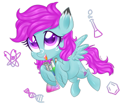 Size: 3696x3108 | Tagged: safe, artist:kaikururu, oc, oc only, pony, science, simple background, solo, test tube, transparent background
