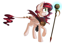Size: 3133x2233 | Tagged: safe, artist:beardie, oc, oc only, pegasus, pony, magic, simple background, solo, staff, transparent background