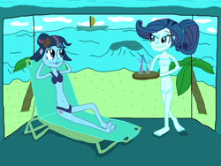 Size: 3648x2736 | Tagged: safe, artist:sb1991, rarity, twilight sparkle, equestria girls, alcohol, backdrop, clothes, photo shoot, second version, swimming pool, swimsuit, underwater, version 2, wine