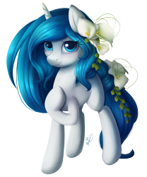 Size: 1500x1800 | Tagged: safe, artist:divlight, oc, oc only, oc:silent love, earth pony, pony, flower, flower in hair, simple background, solo, transparent background