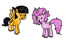 Size: 1156x796 | Tagged: safe, artist:raptorfarts, oc, oc only, oc:pumpkin, oc:sugar swirl, crystal pony, pegasus, pony, unicorn, simple background, transparent background