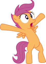 Size: 5995x8332 | Tagged: safe, artist:deadparrot22, scootaloo, pegasus, pony, sleepless in ponyville, absurd resolution, bipedal, female, filly, scared, simple background, solo, transparent background, vector