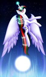 Size: 1200x2000 | Tagged: safe, artist:inspiredpixels, oc, oc only, alicorn, pony, female, flying, mare, moon, night, solo