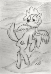 Size: 1682x2453 | Tagged: safe, artist:bitgamer, derpibooru exclusive, oc, oc only, pegasus, pony, cutie mark, drawing, flying, forced meme, meme, mouthbutt, shading, signature, sky, solo, traditional art