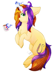 Size: 661x879 | Tagged: safe, artist:twinkepaint, oc, oc only, pony, unicorn, :t, chest fluff, coffee mug, female, magic, mare, mug, nose wrinkle, simple background, solo, transparent background