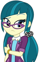 Size: 520x819 | Tagged: safe, artist:thebar, juniper montage, equestria girls, movie magic, spoiler:eqg specials, bracelet, glasses, jewelry, nervous, simple background, solo, transparent background