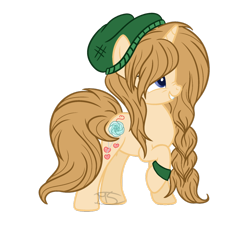 Size: 1024x922 | Tagged: safe, artist:morries123, oc, oc only, oc:heart catcher, pony, unicorn, beanie, braid, female, hat, long mane, mare, raised hoof, simple background, solo, transparent background