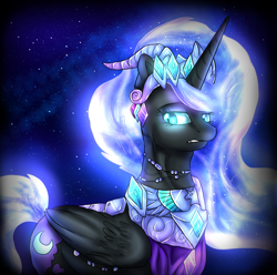 Size: 1924x1912 | Tagged: safe, artist:not-ordinary-pony, nightmare moon, alicorn, pony, female, glowing eyes, glowing mane, mare, solo